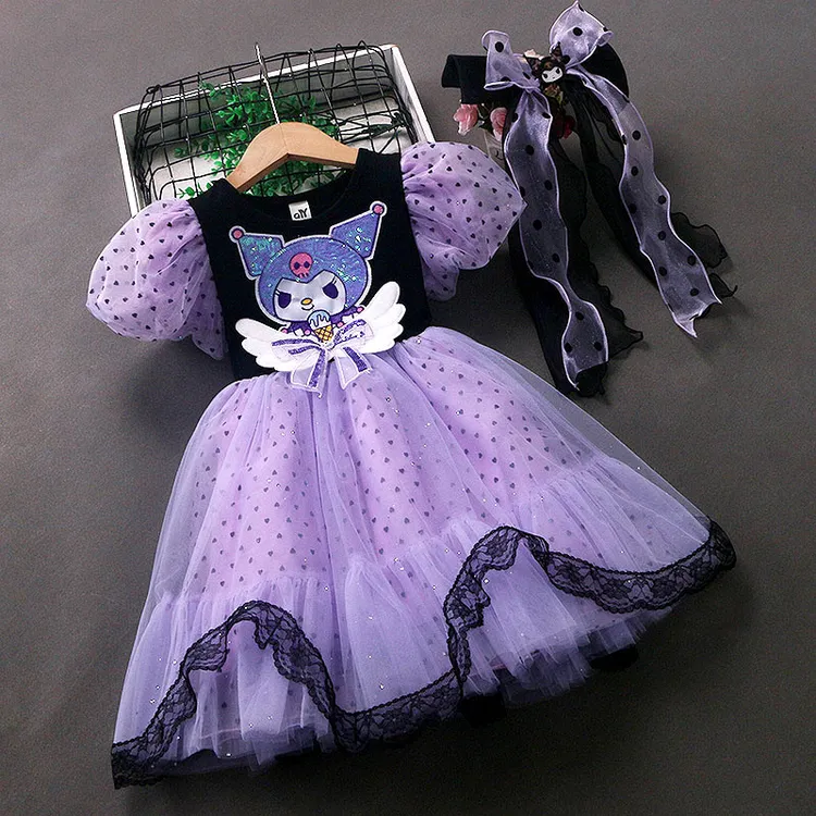 库洛米公主裙女童短袖2025夏季新款儿童洋气女孩生日蓬蓬连衣裙子