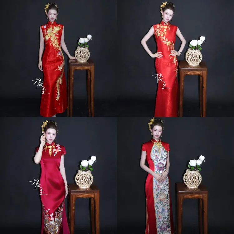 椿至高定·红色旗袍·重工苏绣