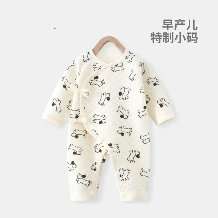 早产儿衣服3-5斤夹棉保暖连体衣超小码秋冬薄棉外套45码48码50码