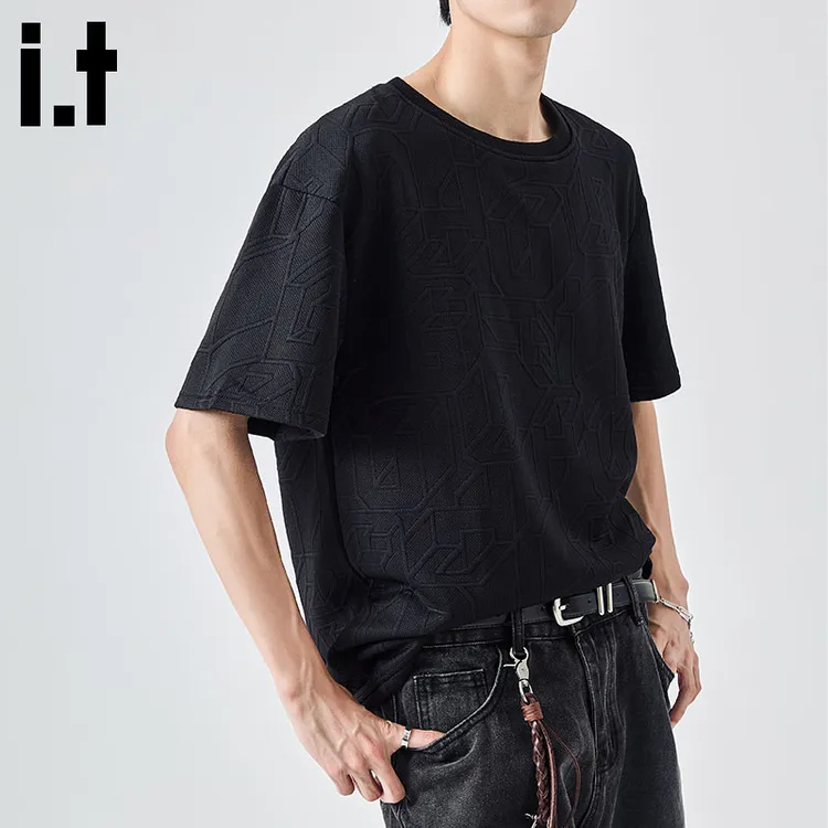i.t:CHOCOOLATE休闲港风男士短袖2025夏季新款百搭宽松透气短t恤