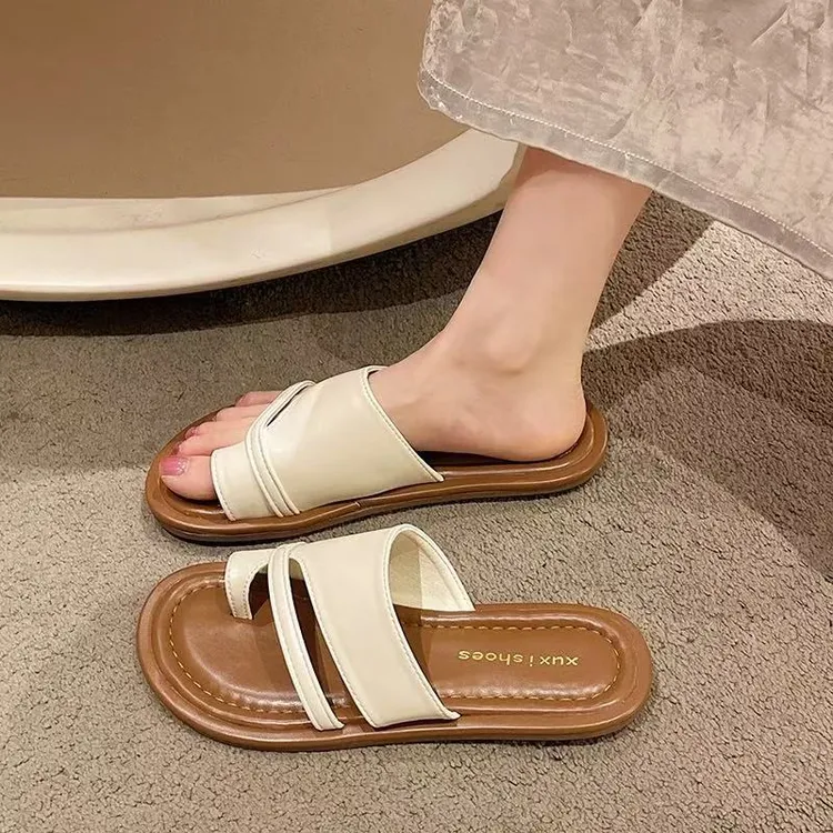 208套趾外穿拖鞋女2025年新款夏季复古度假配裙子一脚蹬罗马凉鞋