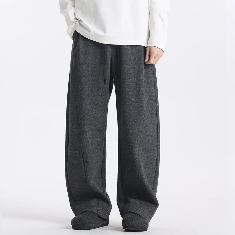 GCCDUPE77『柏与林』醋酸羊毛原纱混纺简约抽绳保暖重磅加厚休闲裤