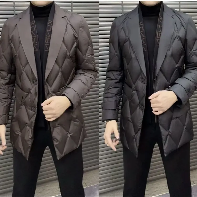 【清澈男装轻奢出品】K82739/QING/高端欧货可拆卸领口中长款羽绒服