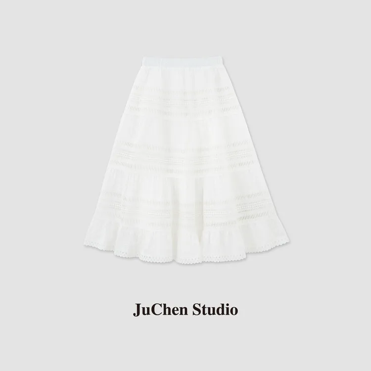 南法度假风夏季次镂空蕾丝蛋糕层次重工款灵动大摆半身裙SS044180