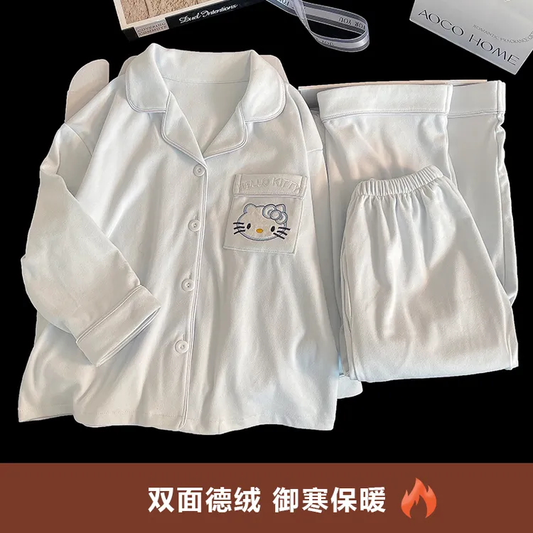 2025秋冬新款儿童卡通保暖家居服长袖德绒女童开衫宽松可外穿睡衣