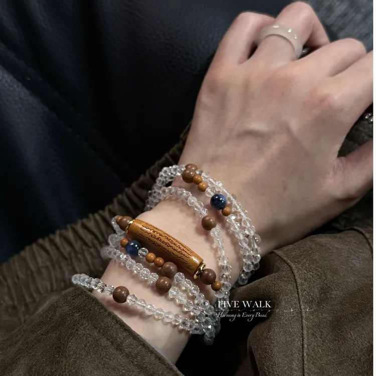 原创设计师品牌“慵懒清晨”透体钻切白水多圈水晶手链092