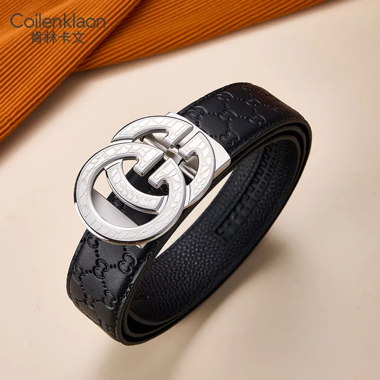 Coilenklaon法国男士头层牛皮皮带自动扣男款真皮腰带送老公礼物