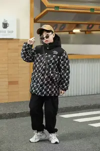 200437童装男童棉衣外套2025冬韩版洋气潮酷加绒加厚棉服连帽外套