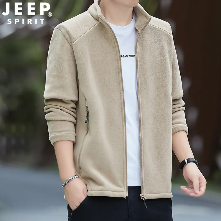 JEEP吉普摇粒绒男士外套秋冬款开衫卫衣户外休闲保暖运动休闲夹克