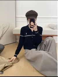 【大码】2025秋季女装韩系POLO领气质百搭长袖针织开衫上衣#2535