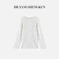 杨圣坤2025新品100%山羊绒绞花加厚套头软糯长袖针织衫S82592516