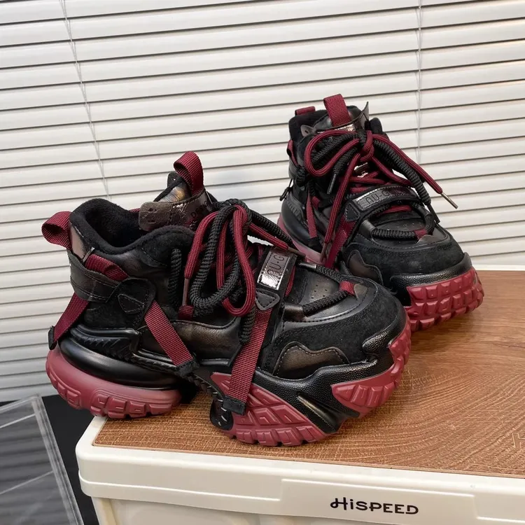 高帮正品老爹鞋女2025年新款小个子增高7cm榴莲底休闲运动鞋子潮