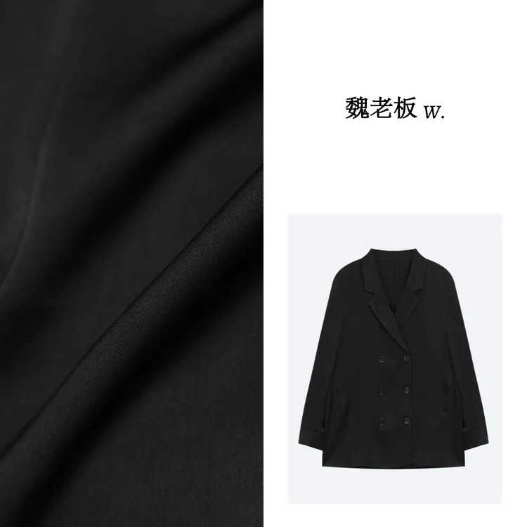 W.Diva【你的魅力】黑色慵懒休闲时尚醋酸缎排扣西装外套1CDMC9212