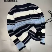 11075毛针织衫时尚毛衣打底衫长袖秋季针织条纹慵懒风百搭