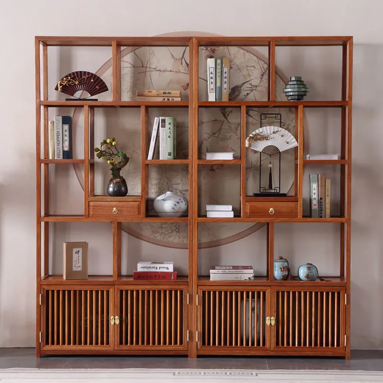【江南·中抽】新中式博古架实木置物多宝阁玄关隔断展示柜屏风