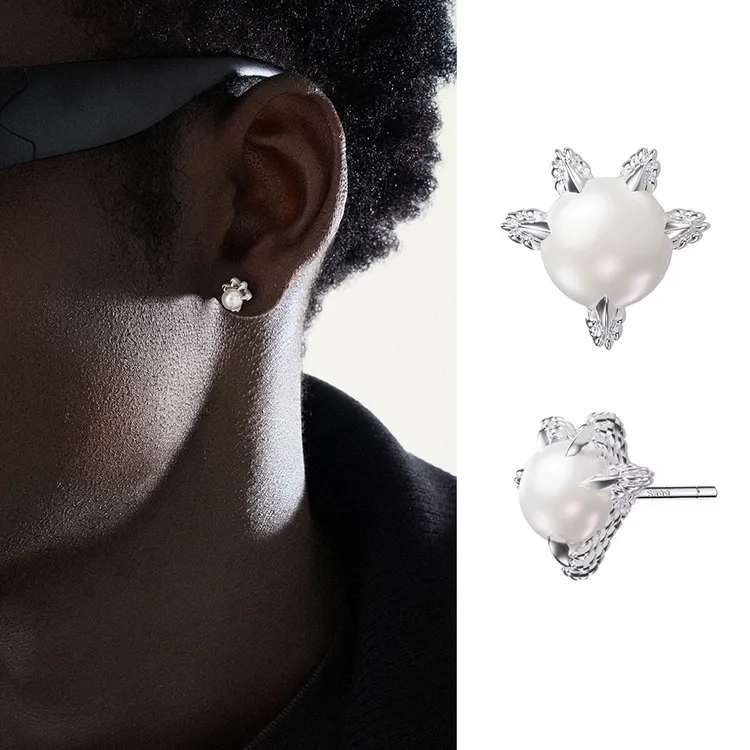 ACITY 925银耳饰 喜城纯银轻奢龙爪珍珠耳钉男女高级感耳环养耳洞