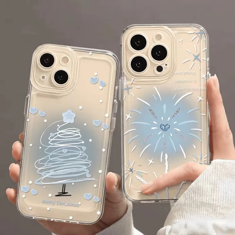 圣诞树烟花适用iphone17/16苹果15手机壳华为vivo小米oppo防摔套