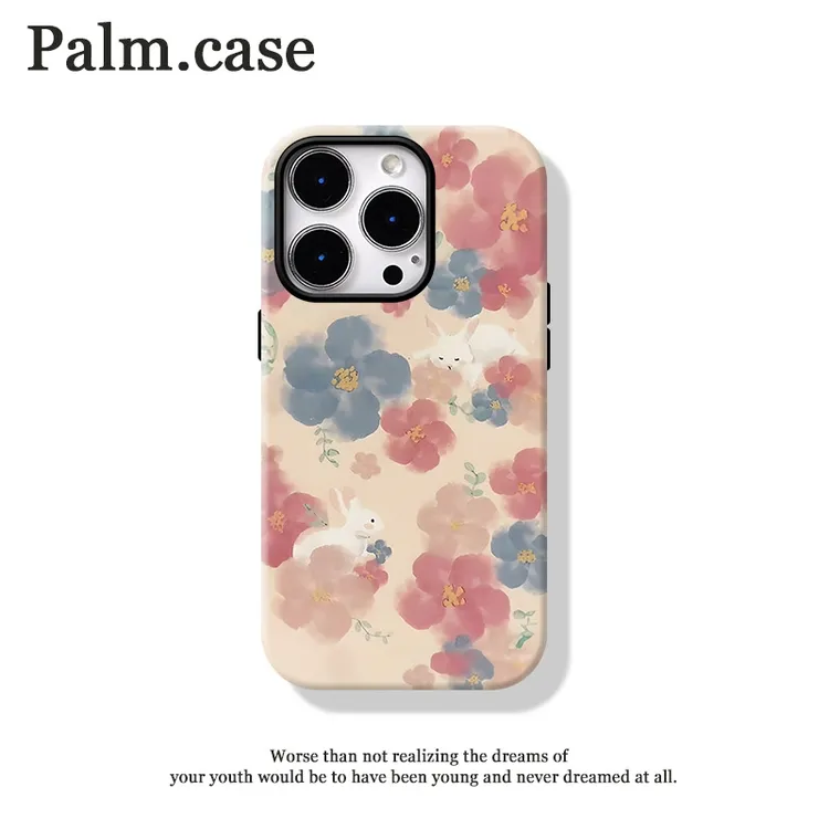 菲林二合一适用华为/oppo/vivo/小米/一加/苹果16手机壳花朵兔子