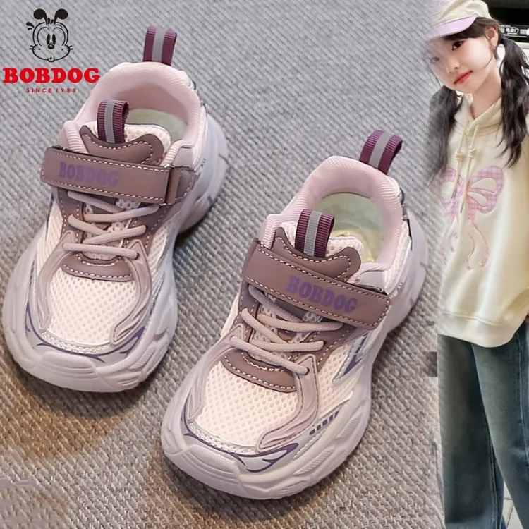 巴布豆儿童运动老爹鞋女童2025秋季新款超轻网鞋夏中大童透气网面
