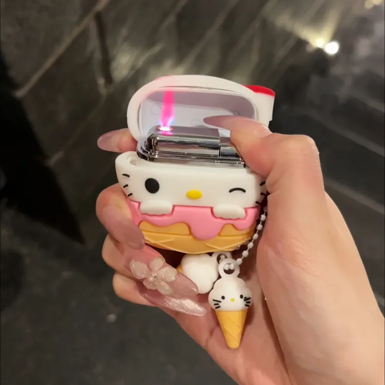 原创手作kitty红色火焰打火机可爱个性创意冰淇淋送礼