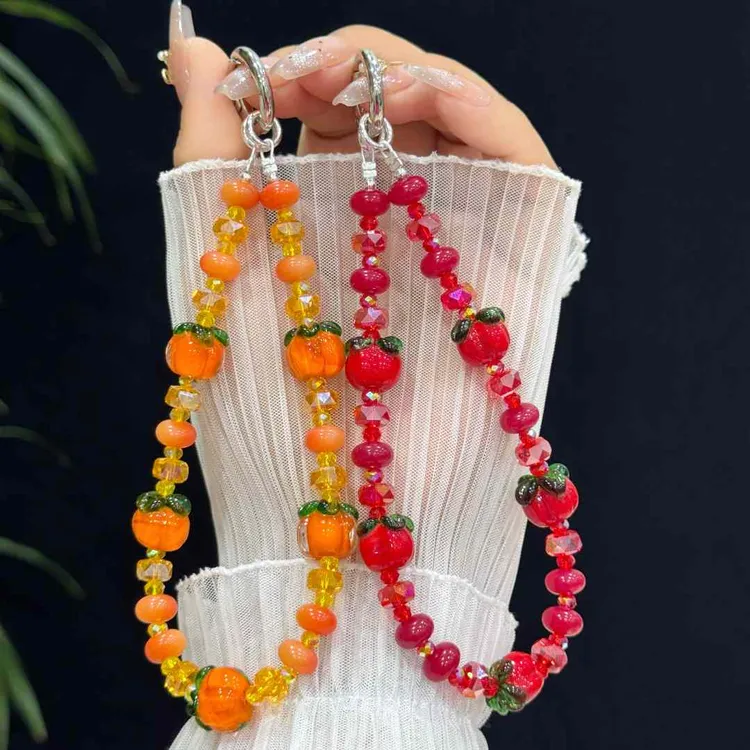 柿柿如意手机链斜挎手腕可背挂绳精致饰品短款挂脖防丢女款手工