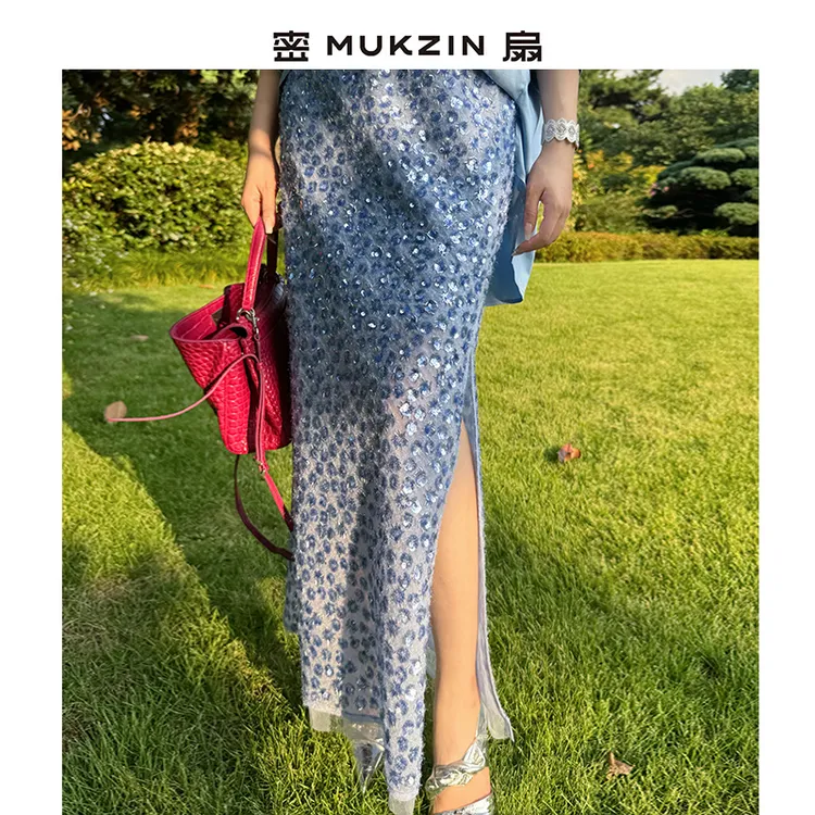 「云山见雾」//幻影纱线＋全松紧腰封//密扇亮片裙