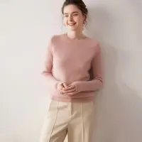 简约加厚~100%纯山羊绒衫女圆领宽松加厚百搭羊绒衫