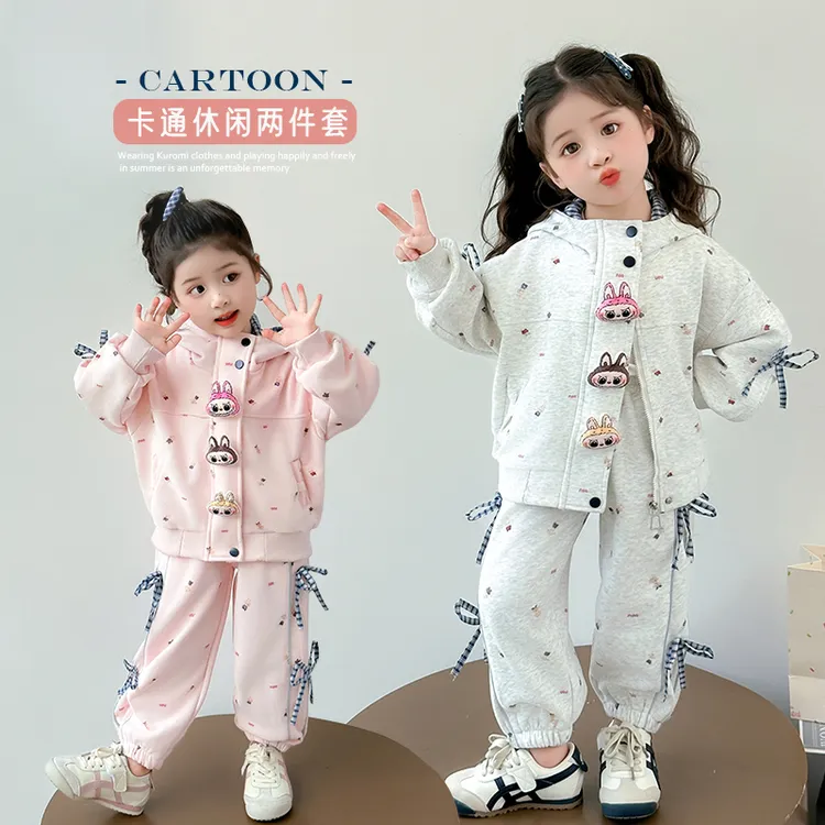 女童拉布布套装洋气时髦儿童蝴蝶结卫衣卫裤两件套小女孩宝宝秋装