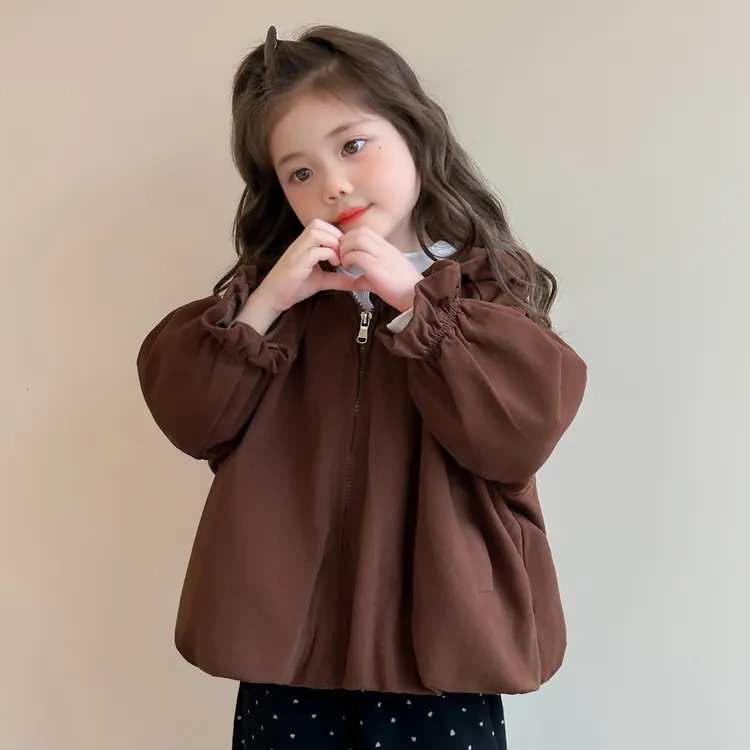 女童外套秋装2025新款儿童连帽开衫夹克女宝宝波点直筒裤洋气套装