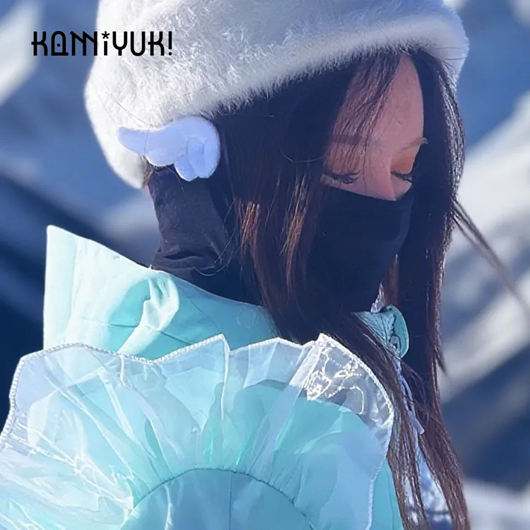 Kamiyuki美利奴羊毛滑雪头套防风防寒保暖护脸户外骑行面罩护具