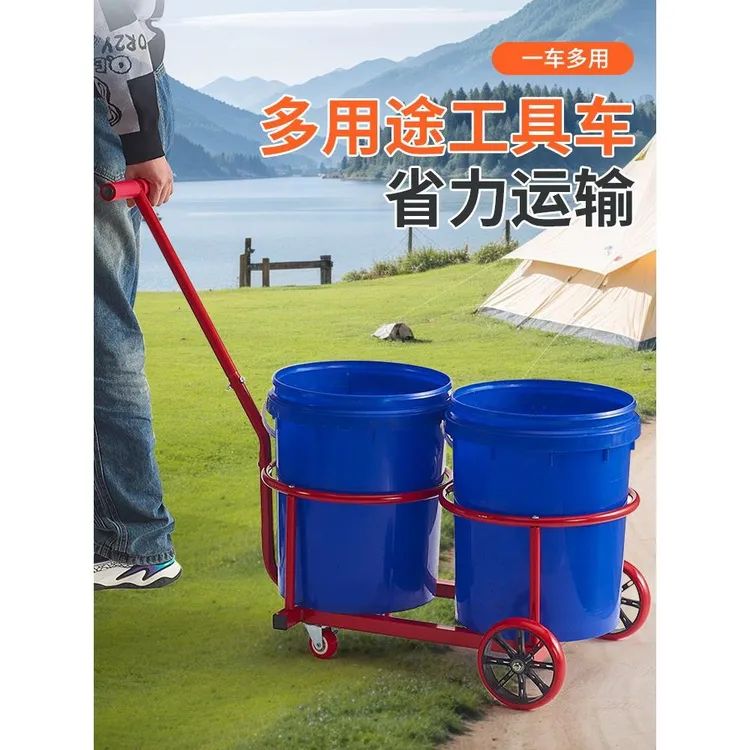 农村倒水车拉桶装水车倒泔水车倒垃圾车拉机油桶车双桶四轮手推车