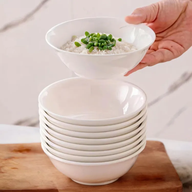 6只装【5.5英寸】米饭碗斗笠碗餐具家用简约陶瓷纯白斗碗健康创意