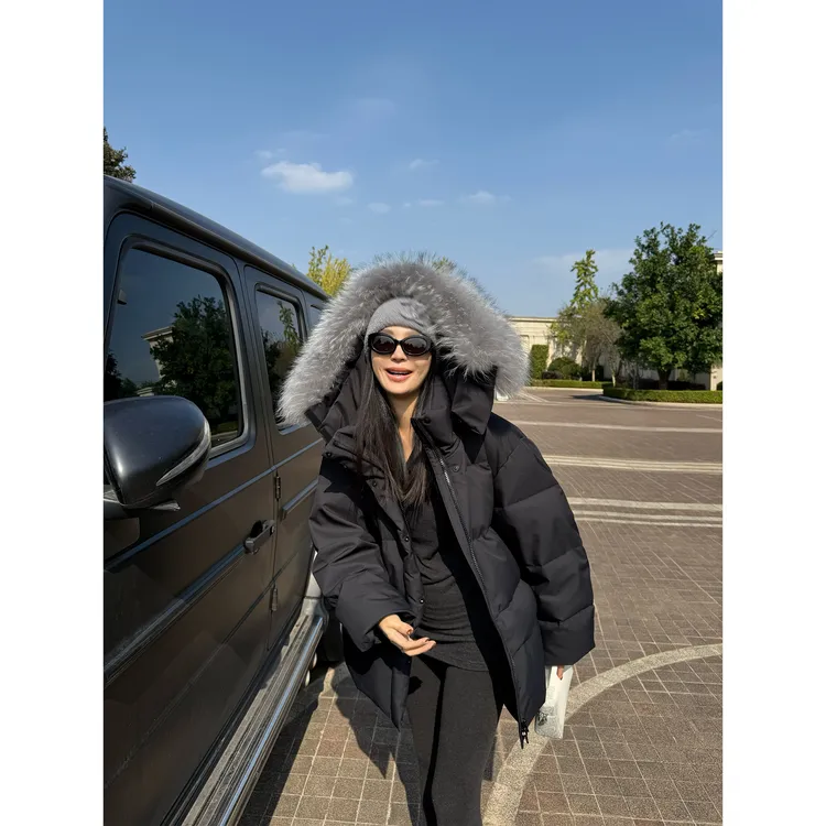 周淼【御寒登山者】可拆卸帽子毛领三星90白鸭绒羽绒服女ZM25Y5258J