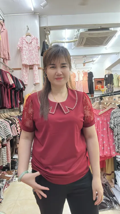 休闲风宽松型显瘦绣花夏季吸汗短袖T恤娃娃领6899