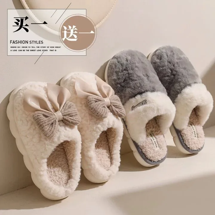 买一送一棉拖鞋女士冬季2025新款室内家居情侣保暖居家情侣棉拖男