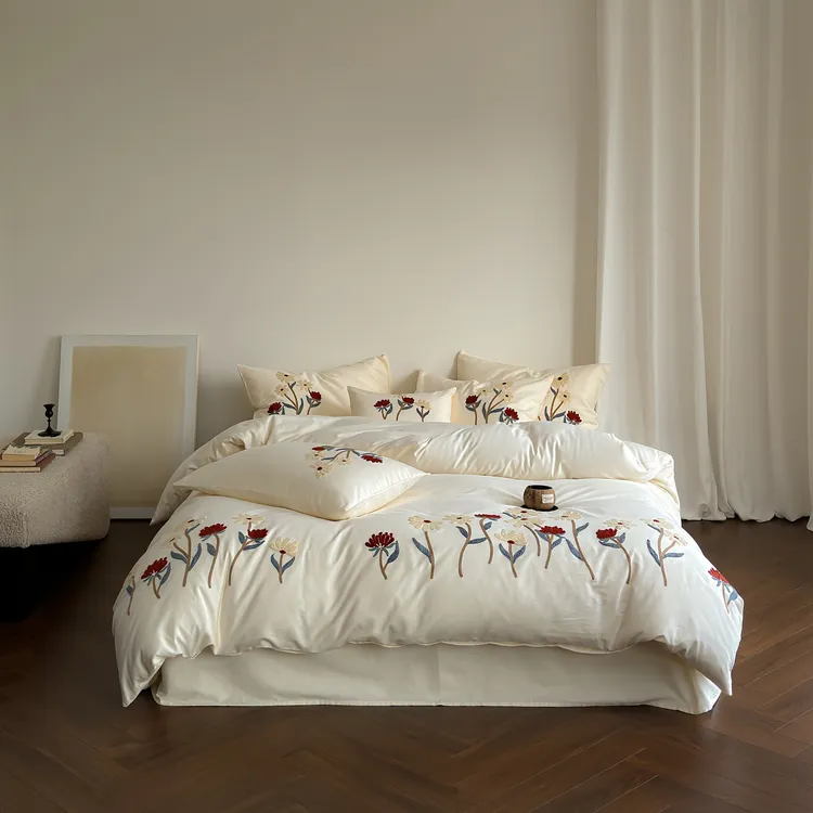 【全棉磨毛A类四件套】秋冬100长绒棉毛巾绣保暖纯棉加厚床单床品