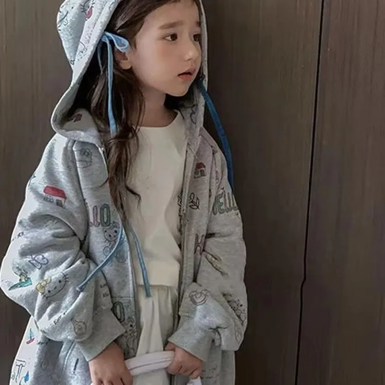 女童外套春秋款2025新款洋气儿童秋装连帽卫衣女孩秋季开衫上衣潮