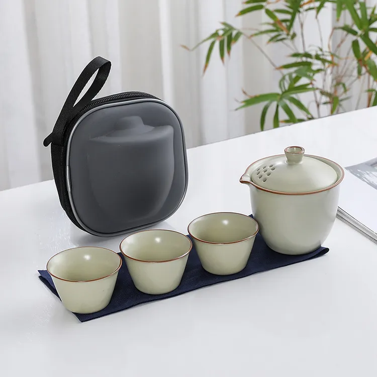 汝窑旅行茶具套装家用泡茶壶快客一壶四杯公司银行商务活动礼品否