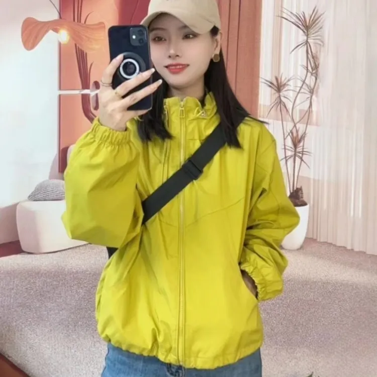 双拉链冲锋衣外套女2025新款连帽时尚设计感宽松百搭韩版夹克上衣