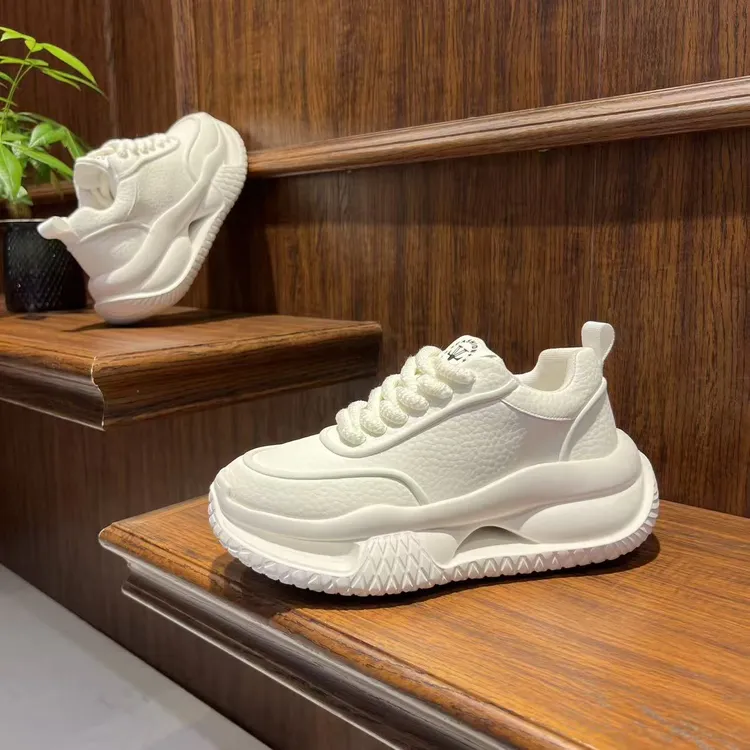 欧洲站厚底增高男款休闲鞋2025秋季新款低帮皮面镂空百搭运动潮鞋