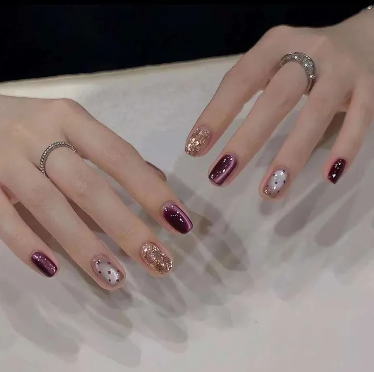 【紫定发财】高质量高级感纯手工穿戴甲片短款美甲款式高级穿戴美甲