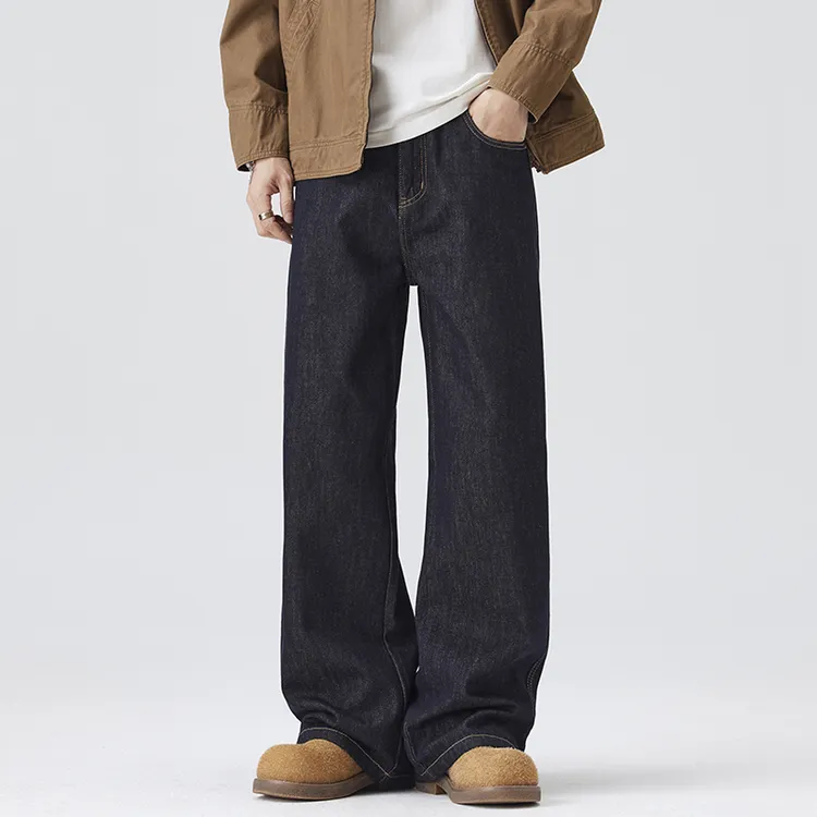 美式复古宽松微喇通勤牛仔裤男阔腿直筒不掉色原牛长裤子秋季百搭