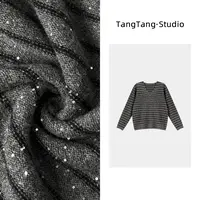 【TangTang·Studio】深灰条纹时尚气质显瘦女装毛衣-2510398