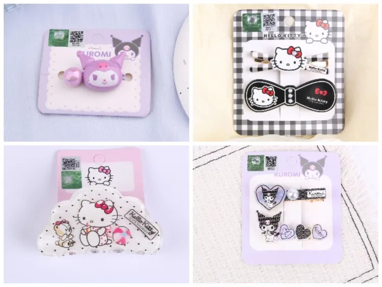 三丽鸥正版卡通凯蒂猫玉桂狗水钻发夹碎头发边夹刘海夹萌趣小伙伴