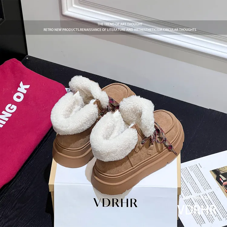 欧货时尚雪地靴女2025冬季新款百搭加绒加厚东北厚底增高保暖棉靴