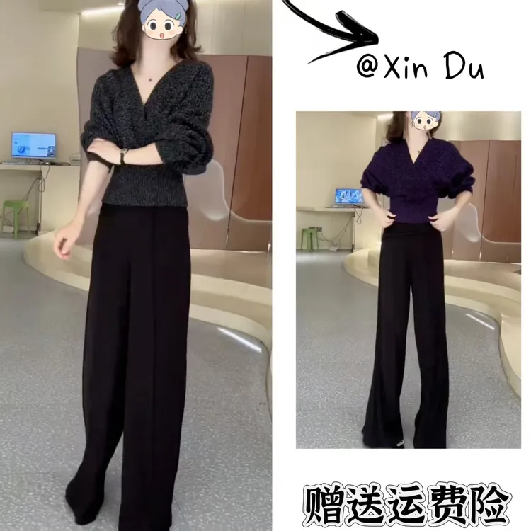 2025秋季新款时尚显瘦气质女士网红洋气两件套百搭款D23474
