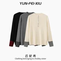 云妃秀大码女装针织衫简约半高领休闲宽松显瘦遮肉胖妹妹秋季7178
