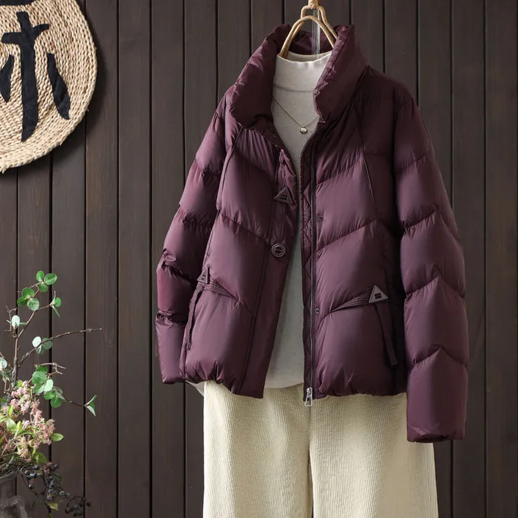 冬季新款立领加厚款90绒白鸭绒羽绒服女加厚保暖显瘦外套