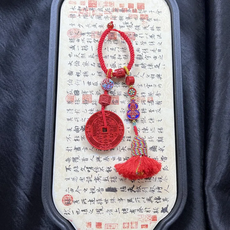 含辰砂工艺品正品高含量朱砂红砂水飞砂彩绘山鬼包包挂钥匙扣饰品