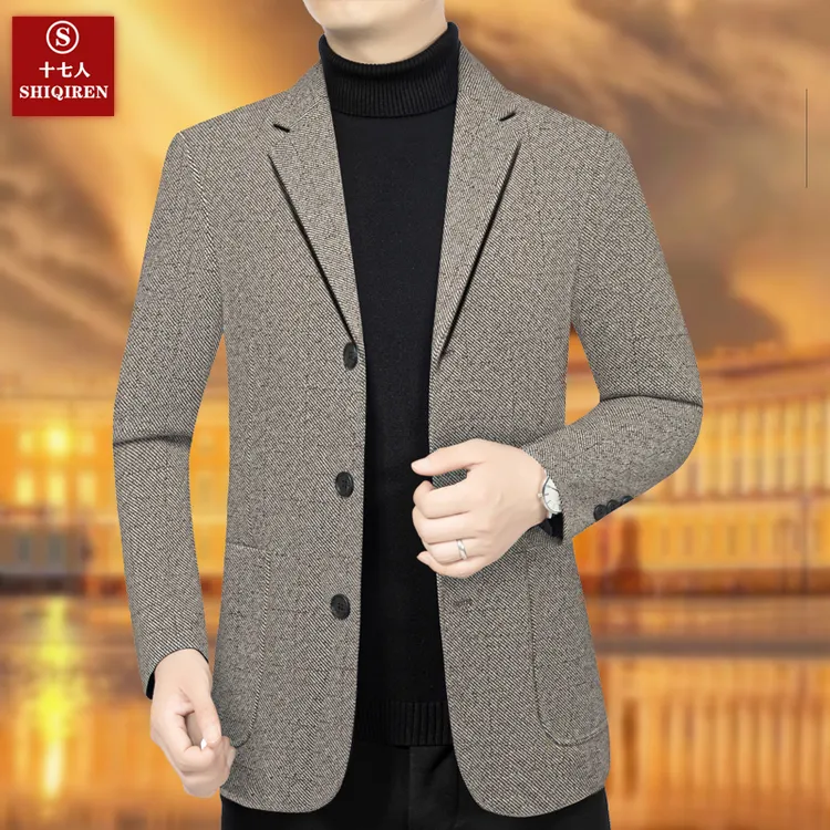 【中国制造】男士西服上衣外套百搭西装单件中年爸爸装休闲高档新品